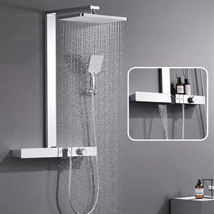 <span class=keywords><strong>Colonne</strong></span> <span class=keywords><strong>de</strong></span> <span class=keywords><strong>douche</strong></span> <span class=keywords><strong>thermostatique</strong></span> 3 fonctions en noir brossé avec mitigeur eau chaude et froide et fonction pluie - Product Image 5