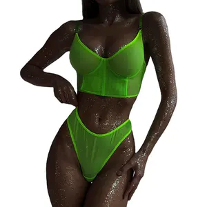  Women's Lingerie Women Sexy Lingerie Perspective Lace Lingerie  Bra Set-Green_S : Clothing, Shoes & Jewelry