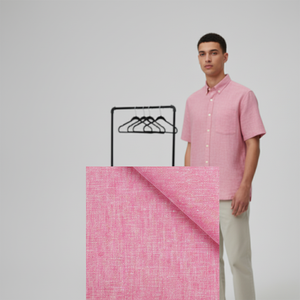 Popolare Tessuto Ecologico Leggero in Misto Cotone e <span class=keywords><strong>Lino</strong></span> Tinto in Filo Rosa per Abbigliamento Formale e Casual da <span class=keywords><strong>Uomo</strong></span>, Donna, Ragazza e Ragazzo - Product Image 5