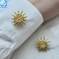 Penutup Kancing Logam Berlapis Emas Elegan Bentuk Pita, Aksesoris Jepitan Kancing Kuningan Mentah, Perhiasan untuk Wanita, Kancing Manset Kemeja