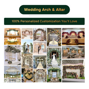 GNW fiore artificiale verde e <span class=keywords><strong>bianco</strong></span> rosa arco cancello ad arco fiore <span class=keywords><strong>sfondo</strong></span> decorazione scenica - Product Image 4