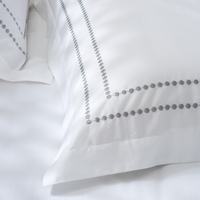 Prix d'usine – Nouvelle parure de lit plate brodée 4 pièces en coton satiné 400 fils/pouce², 100 % coton, écologique, taille Queen, style minimaliste blanc