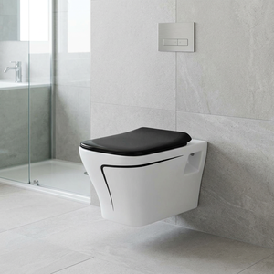 Sanitary Ware Designer Bathroom <b>Set</b> One Piece <b>Cheap</b> Price WC Toilet Black Ceramic Wholesale EWC - Product Image 2