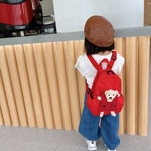Mochila escolar con cremallera, diseño de oso de peluche, mochila de viaje pequeña de nailon impermeable, juguete de peluche para jardín de infantes - Product Image 6