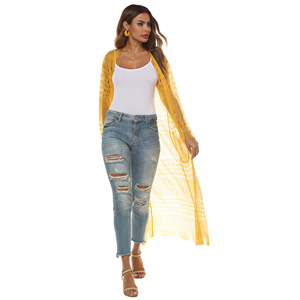 Custom Latest Design Ladies Long Casual Beach <strong>Maxi</strong> Kimono <strong>Cardigan</strong> With Pockets Cover up - Product Image 2