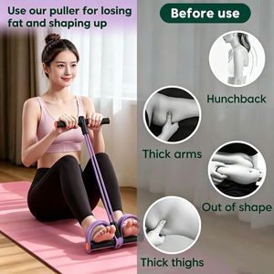 Bandes de Résistance Élastiques pour Fitness à Domicile, Antidérapantes, Violettes, 6 Tubes, Haute Qualité, avec Pédale de Pied pour Sit-up et Corde de Traction - Product Image 5