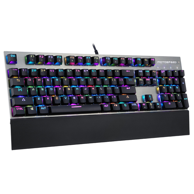 Motospeed 104 Keys CK108 Russian Mechanical Keyboard RGB Wired Gaming Keyboards with Removable Wristpad