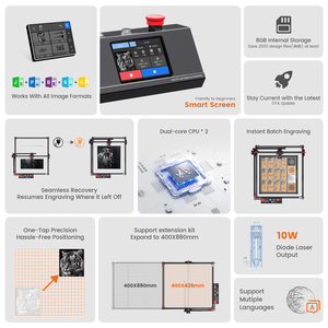 Algolaser DIY KIT MK2 10W Diodo Máquina cortadora y grabadora láser de escritorio para acrílico Madera Cuero Metal - Product Image 2