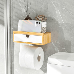 Estante de baño para montar en la pared, dispensador de pañuelos sin clavos, almacenamiento de papel higiénico y toallitas húmedas sin necesidad de taladrar. - Product Image 2