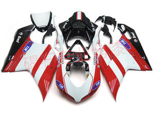 Panneaux latéraux de <span class=keywords><strong>carrosserie</strong></span> de moto Ducati 848/1098/1198 2007-2011, panneaux de <span class=keywords><strong>carrosserie</strong></span> complets et coque - Rouge, noir, blanc - Product Image 2