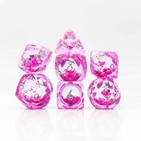 Lot de 7 dés polyédriques en résine personnalisés, phosphorescents, multicouches, à bords tranchants, multicolores pour jeux de table DND RPG