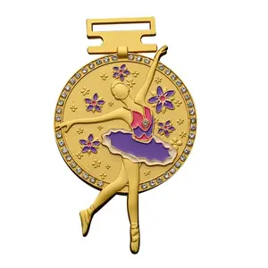 Wholesale Custom Metal Gold Silver Bronze Award Rhythmic Gymnastic Sport Medal Dance Medals award For Competition Award