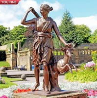 YOUFINE Vintage château décoration célèbre extérieur grandeur nature Diana déesse Bronze Figures Art Sculpture chasse Statue