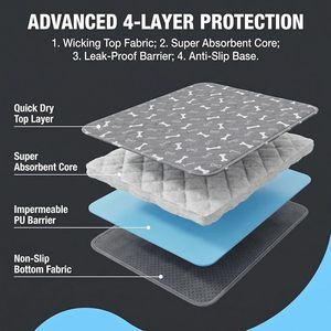 Reusable Dog Training <b>Pads</b> Super Absorbent Waterproof Dog Mat <b>Pee</b> <b>Pads</b> Washable Fast Drying Dog Training <b>Pads</b> - Product Image 3