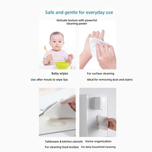 Lingettes humides en papier mini format pour voyage, en anglais, pour le commerce extérieur transfrontalier, pochette 140x150mm, lot de 8, pour bébé, enfant, mains - Product Image 3