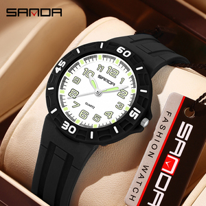 Montre électronique SANDA 6386 pour hommes, montre-bracelet lumineuse étanche avec boîtier transparent, très vendue, pour les élèves du primaire - Product Image 1
