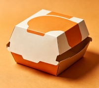 Boîte à hamburger en papier kraft personnalisée, boîte d'emballage jetable résistante à l'huile pour la restauration rapide à emporter