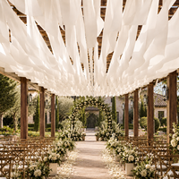Cortina de Techo de Gasa Transparente con Flujo de Viento para Bodas, Telón de Fondo para Playa al Aire Libre, Tela Fluida para Decoración de Fiestas, Jardines y Escenarios