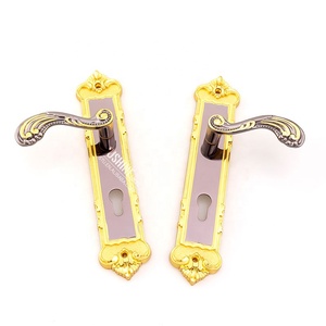 Maniglia per porta Hardware da costruzione con piastra di copertura per serratura a chiave <span class=keywords><strong>maniglie</strong></span> per <span class=keywords><strong>porte</strong></span> <span class=keywords><strong>interne</strong></span> in oro per Garage - Product Image 3