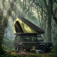 Tente de toit rigide dernière génération, coque noire mate, avec échelle pour SUV, pour le camping en extérieur