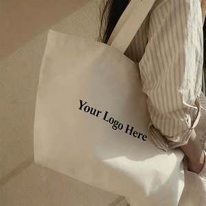 Hot selling canvas handbag custom printed logo reusable <b>natural</b> blank cotton shopping <b>bag</b> - Product Image 2