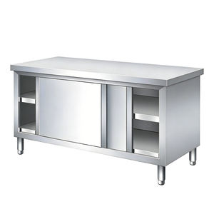 Banco da Lavoro <span class=keywords><strong>e</strong></span> <span class=keywords><strong>Tavoli</strong></span> in Acciaio Inox di Alta Qualità per Uso Commerciale, Armadio con Doppia Porta Scorrevole per <span class=keywords><strong>Cucine</strong></span> di Hotel - Product Image 2