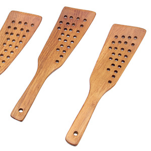 Espátula de madera antiadherente con colador de 24 orificios para freír huevos, filetes y otros alimentos, herramienta de cocina multifunción - Product Image 3