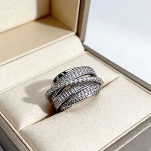 Anillo de Cóctel Geométrico para Mujer, Plata, Circonita Cúbica, Micro Pavé, Anillos de Moda para Fiesta - Product Image 2