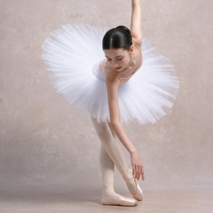 Falda Tutú de Ballet Blanca, Clásica, de Media Pierna, Vestido de Danza con Capas de Tul, Traje de Práctica y Actuación para Mujer - Product Image 1