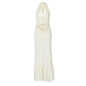 Conjuntos de dos piezas elegantes sin mangas con volantes Halter Twist Top conjuntos de vestido conjuntos de moda conjuntos de coquetas ropa 3381 - Product Image 6