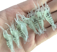 TOPIND Appât de pêche artificiel de haute qualité, crevette d'eau douce de 4 cm, réaliste, en PVC souple, simulation de crevette, appât lumineux, eau salée