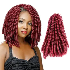 Julianna Kanekalon Groothandel Synthetische Ghana Uitdrukking 12 Korte 8 Inch Rood Blauw Roze Passie Lente Twist Vlechten Gehaakte Haar