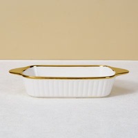 Ensemble de bols et assiettes en céramique de luxe léger, créatif, avec bordure dorée électroplaquée, style nordique, pour la maison et le commerce extérieur