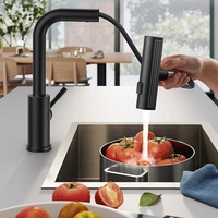Robinet mélangeur chaud/froid noir au design moderne, en acier inoxydable, avec douchette extractible, pour évier de cuisine, fabriqué en Chine