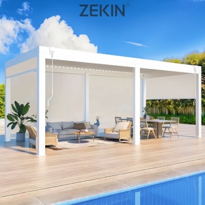 Pérgola <span class=keywords><strong>de</strong></span> aluminio para exteriores personalizada Zekin con elevador eléctrico, ventanas, puerta corredera <span class=keywords><strong>de</strong></span> vidrio, persiana, techo, Sunroom, pabellón, Gazebo - Product Image 3