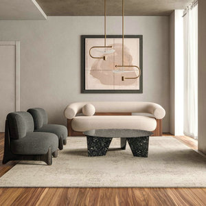 Sofá de Diseño Estético Nórdico Curvo de 3 Plazas, Sofá de Terciopelo Rosa para Cosmetología, Sofás para Sala de Estar en Forma de I, Juego de Muebles de Madera - Product Image 5