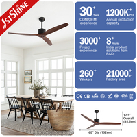 Ventilateur de plafond 1stshine à pales en bois, ultra silencieux, durable, de qualité supérieure, faible consommation d'énergie, application mobile intelligente, 6 vitesses