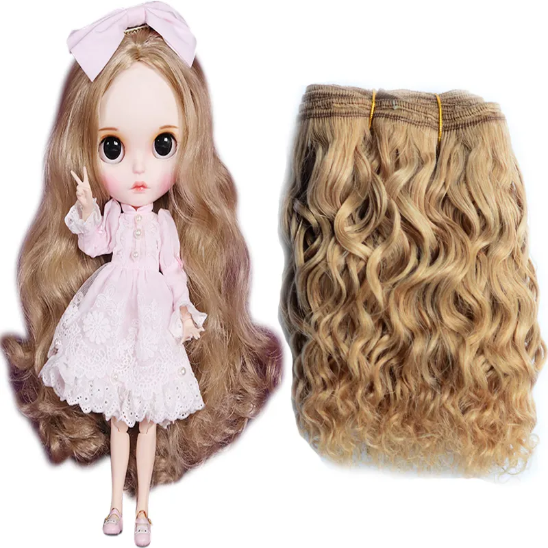 Handmade Doll Hair Goat Weft Hair Brown Curly Doll Toys Kids Long Straight Wave Curly Stylish Hair Styles for American Dolls
