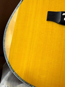 Guitarra Acústica D42 Estilo Vintage, Totalmente de Abeto Macizo y Madera con Figuras Doradas, Guitarra Folk con Diapasón de Palisandro y Concha de Abulón - Product Image 4