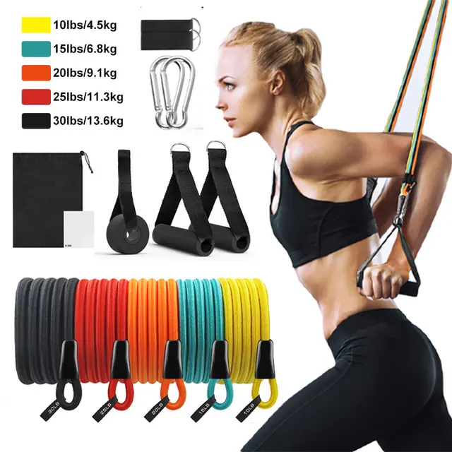 11Pcs Elastic Pull Rope Set Latex Tube High Quality Resistance Bands Fitness Yoga Exercise Band Wholesale Gym Equipment For Home