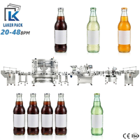 Machine automatique de remplissage et de bouchage de boissons gazeuses 20-48 BPM, ligne de remplissage de bouteilles en verre avec capsuleuse à couronne