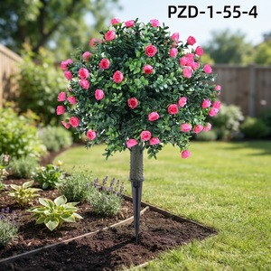 Boule d'arbres artificiels en gros avec piquet <span class=keywords><strong>de</strong></span> fixation au sol, fausse boule <span class=keywords><strong>de</strong></span> fleurs <span class=keywords><strong>de</strong></span> roses, arbuste pour aménagement extérieur commercial, villa et <span class=keywords><strong>jardin</strong></span> - Product Image 5