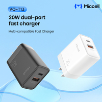 Adaptateur secteur électrique à charge rapide Miccell Wholesale PD 3.0 20W avec protection OTP/OVP pour ordinateur portable USB-C et chargeur mural USB
