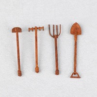 Modèle miniature de jardinage décoratif en métal rouillé pour maison de poupée, 4 pièces, échelle 1:12