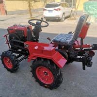 Mini Tractor Agrícola de 4 Ruedas de 12HP/25HP con Arranque Manual para Motor Diésel, Tractor Pequeño para Granja con Asiento y Luces LED