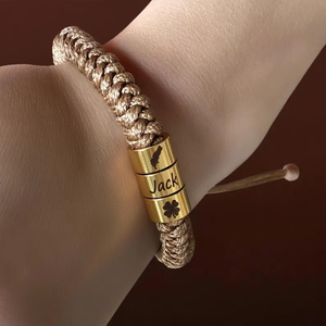 Pulsera de Cuero Trenzado Personalizada con Nombre Grabado, Cuentas de Acero Inoxidable de Origen Sostenible, Joyerí<span class=keywords><strong>a</strong></span> en Blanco <span class=keywords><strong>para</strong></span> Hombre, Pareja, Regalo de Navidad - Product Image 4