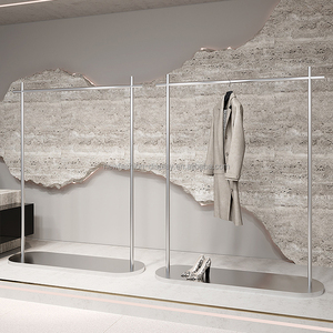 Estante de ropa de carga de acero inoxidable y plata boutique de tamaño personalizado estante de exhibición de tienda de ropa comercial de alta resistencia - Product Image 3