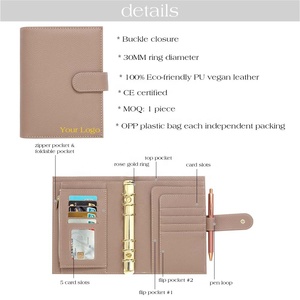 Hongbo الأكثر مبيعًا هدية القرطاسية 12 لون خاتم ذهبي 6 A6 حصاة جلدية ميزانية جدول أعمال الموثق مع ورقة ذبابة المتاحة - Product Image 5