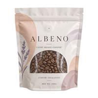 Sachets d'emballage de café à marque privée avec valve et fenêtre transparente, pochettes verticales personnalisées imprimées pour 250g de grains torréfiés clairs