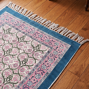 Alfombras de Algodón Bohemio con Estampado Floral NYKO MART al por Mayor, Alfombras Indias Hechas a Mano Antideslizantes para Decoración del Hogar - Product Image 3